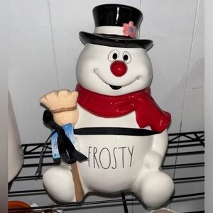 Rae Dunn Frosty the Snowman with Red Scarf and Black Hat Canister